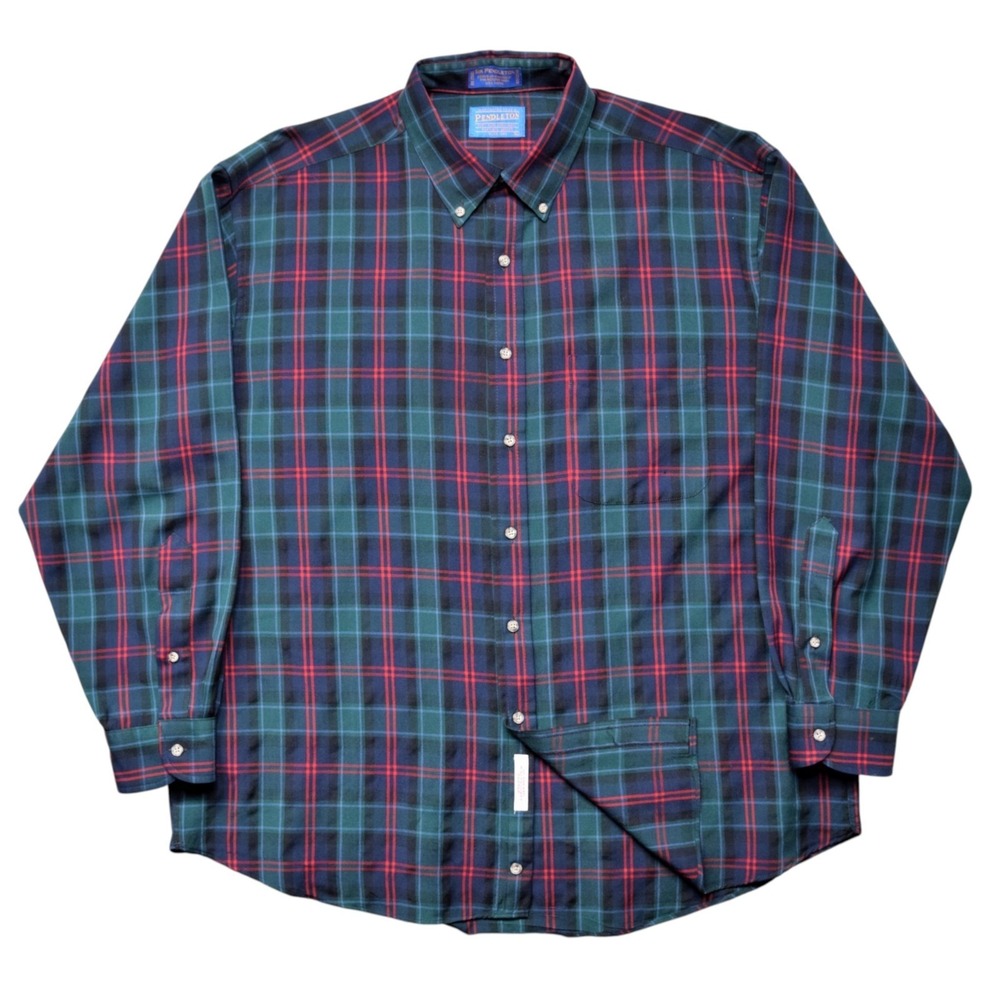 Vintage 90s Sir Pendleton Mens XL Worsted Wool MacTaggart Tartan Plaid Shirt - Picture 1 of 14